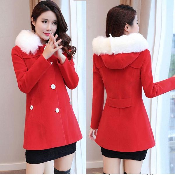 women's wool & blends winter woolen coats for 2021 women fashion solid single breasted overcoat fur collar slim outerwear female trench, Black
women's wool & blends winter woolen coats for 2021 women fashion solid single breasted overcoat fur collar slim outerwear female trench, Black