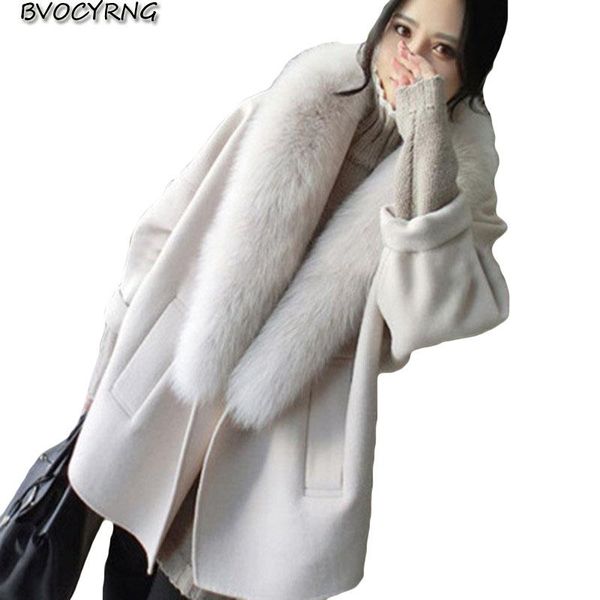 women's wool & blends woolen coat female medium length korean loose 2021 fashion big fur collar autumn winter parka women jacket k1362, Black
women's wool & blends woolen coat female medium length korean loose 2021 fashion big fur collar autumn winter parka women jacket k1362, Black