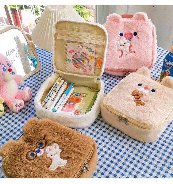 flannel bear cosmetic cute bags embroidery plush storage kawaii student large capacity pencil case korea fashion pen box
flannel bear cosmetic cute bags embroidery plush storage kawaii student large capacity pencil case korea fashion pen box