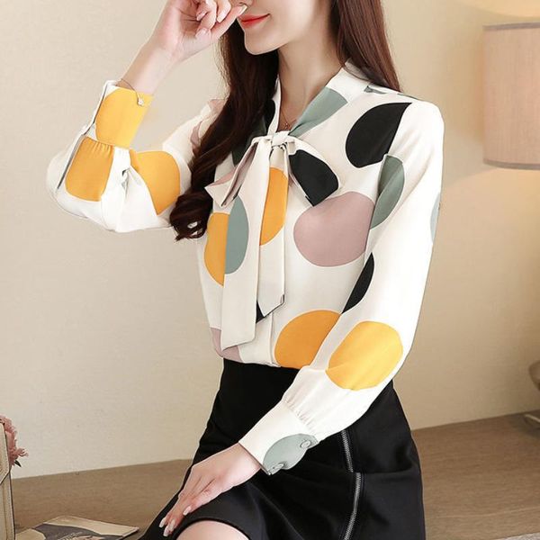 women's blouses & shirts korean work shirt women big polka dot print bow tie pink casual long sleeve office blouse blusas mujer, White
women's blouses & shirts korean work shirt women big polka dot print bow tie pink casual long sleeve office blouse blusas mujer, White