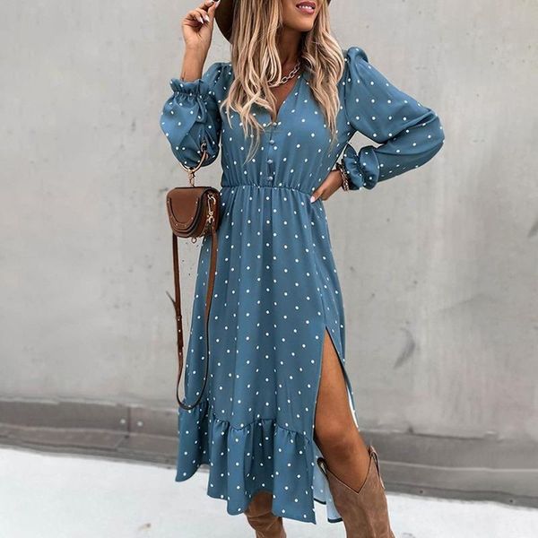 casual dresses winter autumn woman clothes black v-neck long sleeve dress polka dot printing slit fashion fall 2021 women clothing, Black;gray
casual dresses winter autumn woman clothes black v-neck long sleeve dress polka dot printing slit fashion fall 2021 women clothing, Black;gray