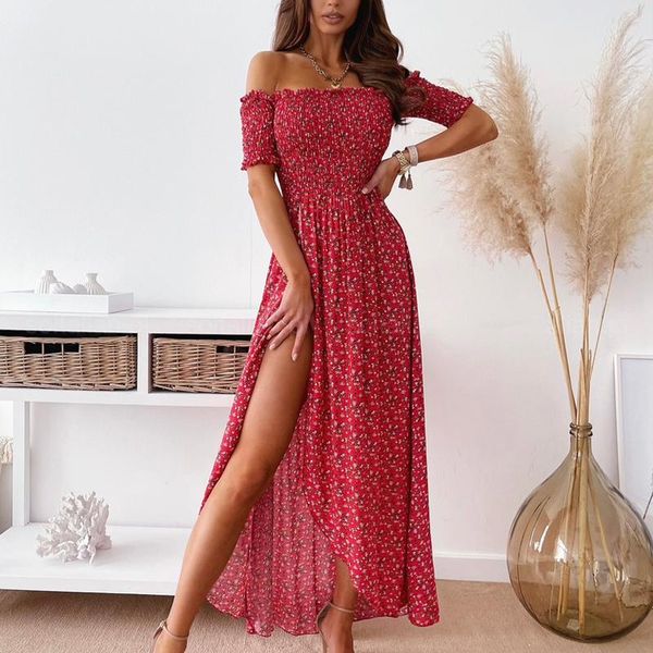 women's swimwear elegant floral off shoulder maxi dress women summer short sleeve high waist a-line office lady split ruffle, White;black
women's swimwear elegant floral off shoulder maxi dress women summer short sleeve high waist a-line office lady split ruffle, White;black
