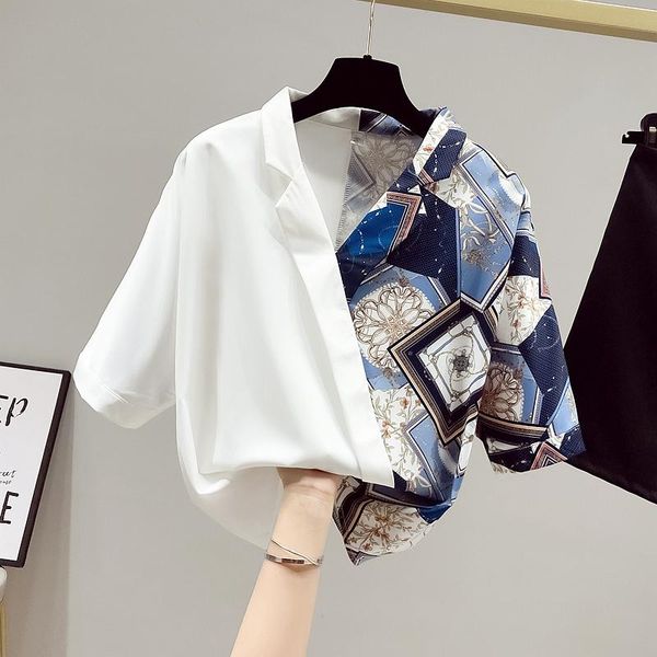 women's blouses & shirts contrasting color stitching v-neck shirt women 2021 summer temperament chiffon short-sleeved design niche blou, White
women's blouses & shirts contrasting color stitching v-neck shirt women 2021 summer temperament chiffon short-sleeved design niche blou, White