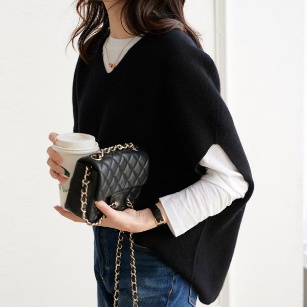 women's sweaters popbasic 2021 fw/ versized knitted vest women solid v neck elegant office ladies korean female casual sleeveless, White;black
women's sweaters popbasic 2021 fw/ versized knitted vest women solid v neck elegant office ladies korean female casual sleeveless, White;black