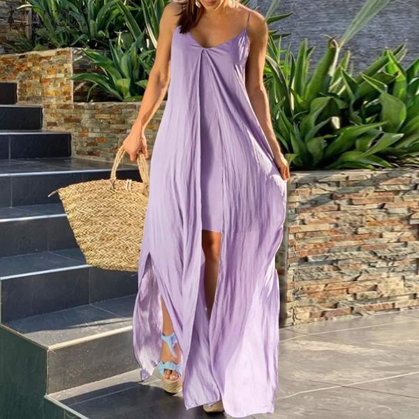 casual dresses women's spaghetti strap sundress zanzea 2021 fashion irregular maxi dress summer solid beach vestidos plus size sleevele, Black;gray
casual dresses women's spaghetti strap sundress zanzea 2021 fashion irregular maxi dress summer solid beach vestidos plus size sleevele, Black;gray
