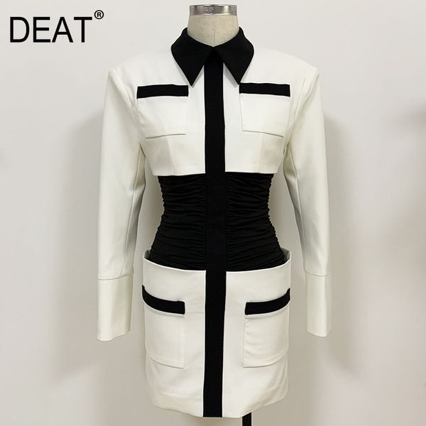 lapel collar long sleeve wide shoulder black and white color contrast shirt waist hip dress mall goth spring gx425 210421, Black;gray
lapel collar long sleeve wide shoulder black and white color contrast shirt waist hip dress mall goth spring gx425 210421, Black;gray