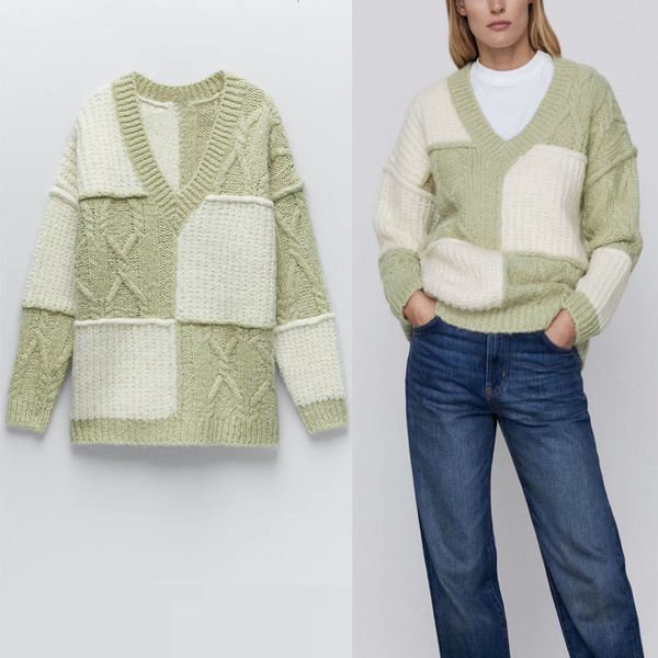 sweaters loose patchwork knit sweater women long sleeve v neck plus size winter pullover woman chic streetwear green sweaters top, White;black
sweaters loose patchwork knit sweater women long sleeve v neck plus size winter pullover woman chic streetwear green sweaters top, White;black