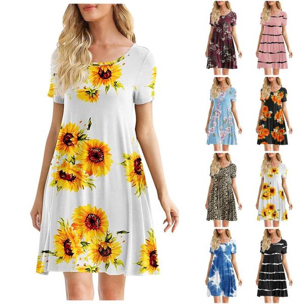 casual dresses summer women's floral printing dress round neck short sleeve pocket 2021 fashion loose mid-length vestido femme, Black;gray
casual dresses summer women's floral printing dress round neck short sleeve pocket 2021 fashion loose mid-length vestido femme, Black;gray