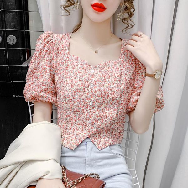 women's blouses & shirts versatile style in summer 2021 square neck bubble sleeve floral blouse chiffon short shirt fashion, White
women's blouses & shirts versatile style in summer 2021 square neck bubble sleeve floral blouse chiffon short shirt fashion, White