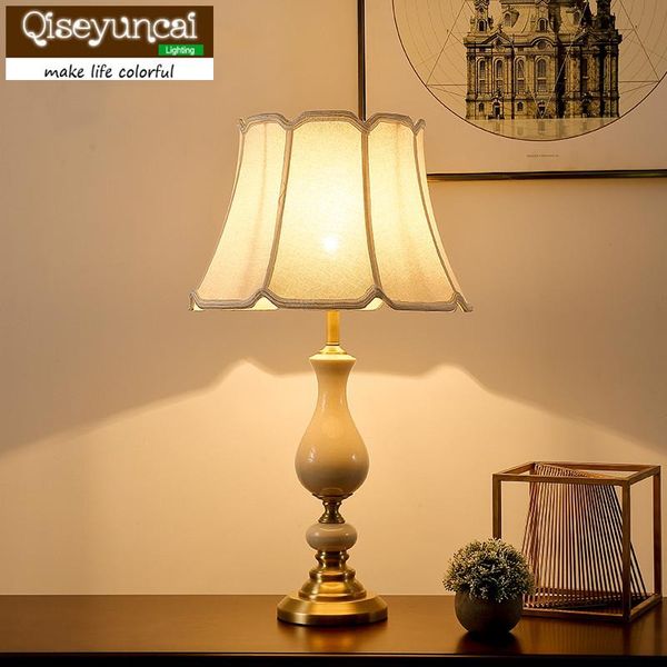 table lamps qiseyuncai 2021 american copper marriage room lamp simple bedroom bedside ceramic fabric living atmosphere
table lamps qiseyuncai 2021 american copper marriage room lamp simple bedroom bedside ceramic fabric living atmosphere