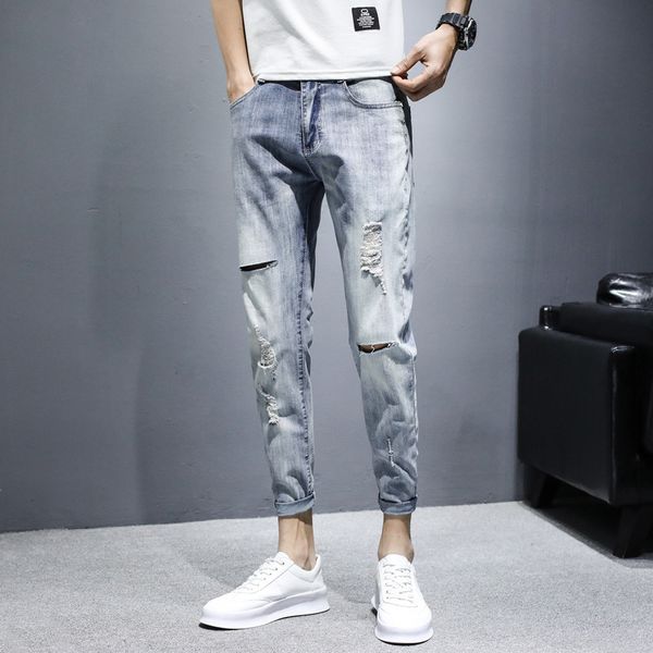 spring 9-point pants trend handsome 2021 and autumn hole fashion brand jeans men's straight tube loose, Blue
spring 9-point pants trend handsome 2021 and autumn hole fashion brand jeans men's straight tube loose, Blue