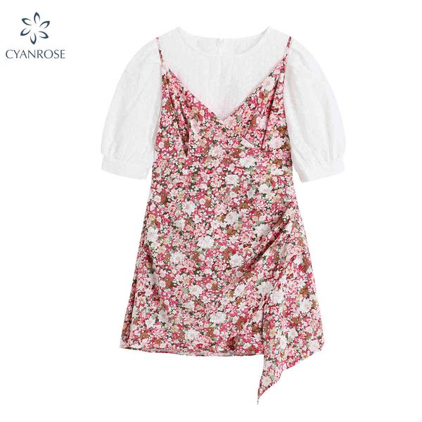 women 2 piece set solid o neck short sleeve retro floral printed v neck sleeveless camis dress summer fashion suit lady 210417, White
women 2 piece set solid o neck short sleeve retro floral printed v neck sleeveless camis dress summer fashion suit lady 210417, White