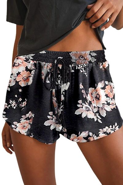women's shorts young black drawstring elastic waist floral cute printing simple sport short female summer ins fashionable, White;black
women's shorts young black drawstring elastic waist floral cute printing simple sport short female summer ins fashionable, White;black