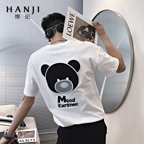 summer men's short sleeve t-shirt korean fashion loose and versatile youth half brand couple top, White;black
summer men's short sleeve t-shirt korean fashion loose and versatile youth half brand couple top, White;black