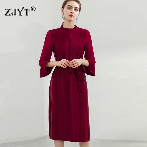 elegant office lady flare sleeve 100% acetate dress women fashion spring robe solid party prom vestidos 210601, Black;gray
elegant office lady flare sleeve 100% acetate dress women fashion spring robe solid party prom vestidos 210601, Black;gray