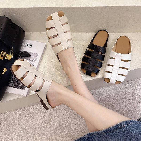 slippers baotou half female 2021 summer fashion outer wear korean design sense hollow lazy flat trend, Black
slippers baotou half female 2021 summer fashion outer wear korean design sense hollow lazy flat trend, Black