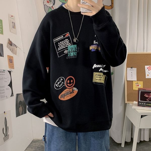 2021 new autumn couple's sweater men's loose round neck graffiti print pullover hip hop jacket fashion, Black
2021 new autumn couple's sweater men's loose round neck graffiti print pullover hip hop jacket fashion, Black