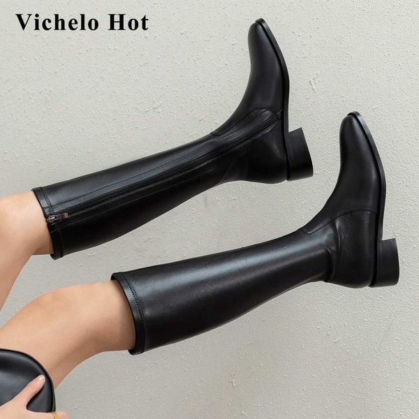 boots vichelo leisure concise korean girls natural leather classic colors thick med heel zipper elegant dating knee-high l58, Black
boots vichelo leisure concise korean girls natural leather classic colors thick med heel zipper elegant dating knee-high l58, Black