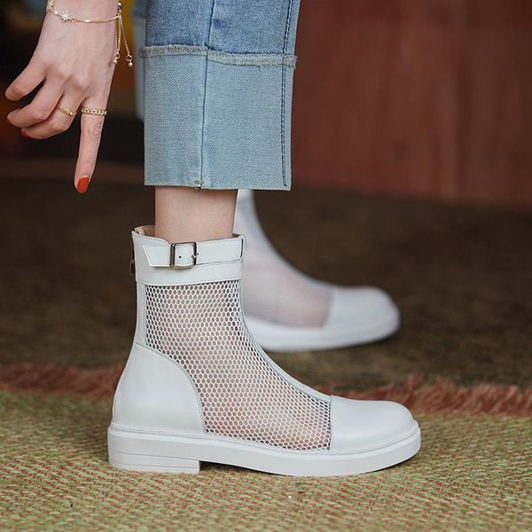 summer european genuine leather women network boots ankle round head cattle non-slip soles shoes, Black
summer european genuine leather women network boots ankle round head cattle non-slip soles shoes, Black