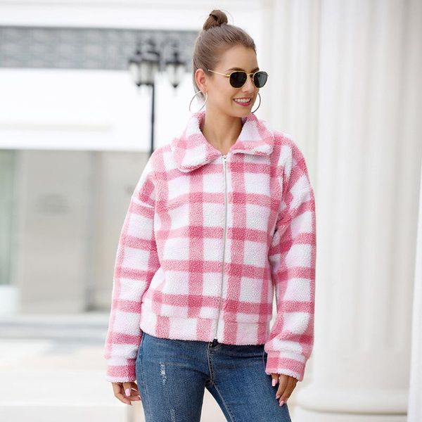 women's jackets winter women classic woolen plaid splicing lapel creative plush jacket lamb hair zipper short wintercoat, Black;brown
women's jackets winter women classic woolen plaid splicing lapel creative plush jacket lamb hair zipper short wintercoat, Black;brown