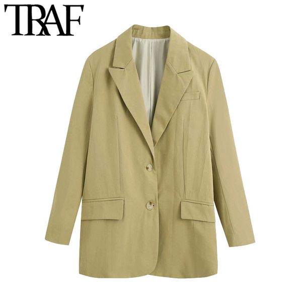 traf women fashion single breasted loose fitting blazers coat vintage long sleeve pockets female outerwear chic 210415, Black;brown
traf women fashion single breasted loose fitting blazers coat vintage long sleeve pockets female outerwear chic 210415, Black;brown