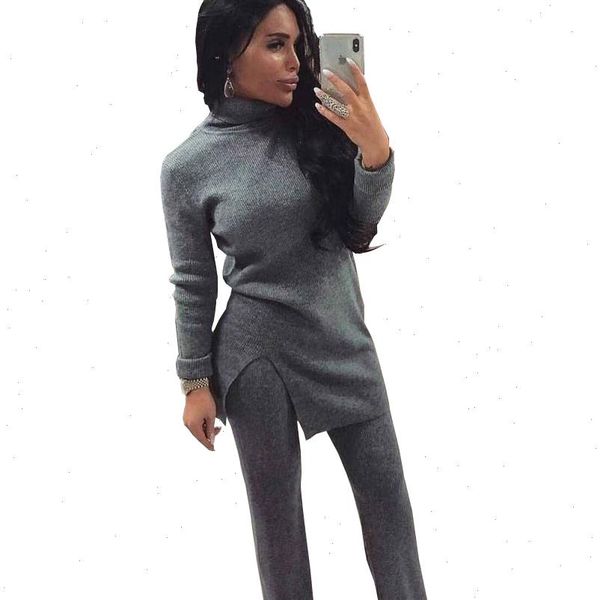 autumn winter knitting suits turtleneck women tracksuits pullover sweater elastic waist pant two piece set, Gray
autumn winter knitting suits turtleneck women tracksuits pullover sweater elastic waist pant two piece set, Gray
