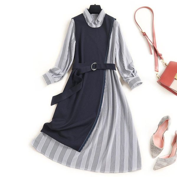casual dresses european quality women's striped dress 2021 autumn shirt vest two-piece belt vestido elegant 9835, Black;gray
casual dresses european quality women's striped dress 2021 autumn shirt vest two-piece belt vestido elegant 9835, Black;gray