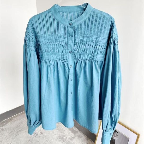100% cotton women's pleated blouse o-neck solid color simple early autumn 2021 long sleeve single breated shirt blouses & shirts, White
100% cotton women's pleated blouse o-neck solid color simple early autumn 2021 long sleeve single breated shirt blouses & shirts, White