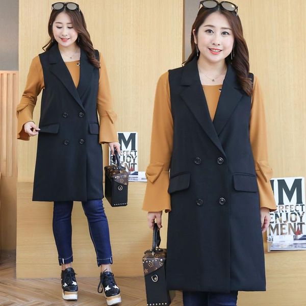 women's vests korean style casual slim long double breasted plus size xl-4xl women 2021 autumn selling lady waistcoats, Black;white
women's vests korean style casual slim long double breasted plus size xl-4xl women 2021 autumn selling lady waistcoats, Black;white