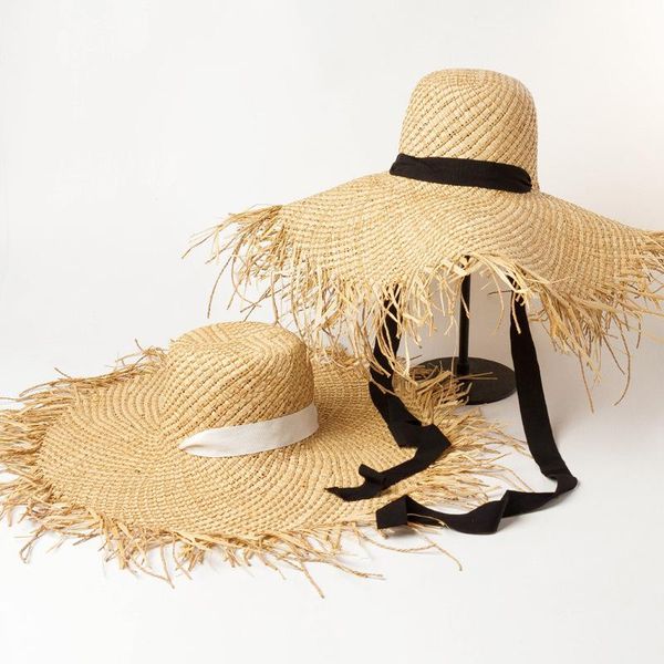 wide brim hats 2021 long satin ribbon strap raffia straw hat fashion dome oversized beach outdoor summer sun visor vintage, Blue;gray
wide brim hats 2021 long satin ribbon strap raffia straw hat fashion dome oversized beach outdoor summer sun visor vintage, Blue;gray