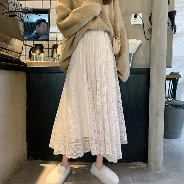 elastic high waist lace skirts womens spring autumn korean elegant casual a-line black long skirt female jupe femme 13063 210427
elastic high waist lace skirts womens spring autumn korean elegant casual a-line black long skirt female jupe femme 13063 210427