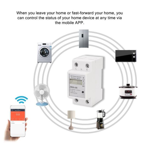 smart home control single phase din rail wifi intelligent energy meter power consumption kwh wattmeter support smartlife/tuya app works
smart home control single phase din rail wifi intelligent energy meter power consumption kwh wattmeter support smartlife/tuya app works