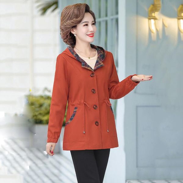 women's trench coats coat 2021 spring outerwear middle-aged elderly mothers hooded autumn large size female 5xl, Tan;black 
women's trench coats coat 2021 spring outerwear middle-aged elderly mothers hooded autumn large size female 5xl, Tan;black