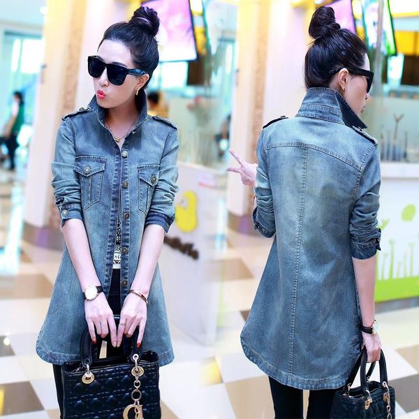 women's trench coats autumn winter women denim casual single-button pockets bleached washed turn-down collar straight female, Tan;black
women's trench coats autumn winter women denim casual single-button pockets bleached washed turn-down collar straight female, Tan;black
