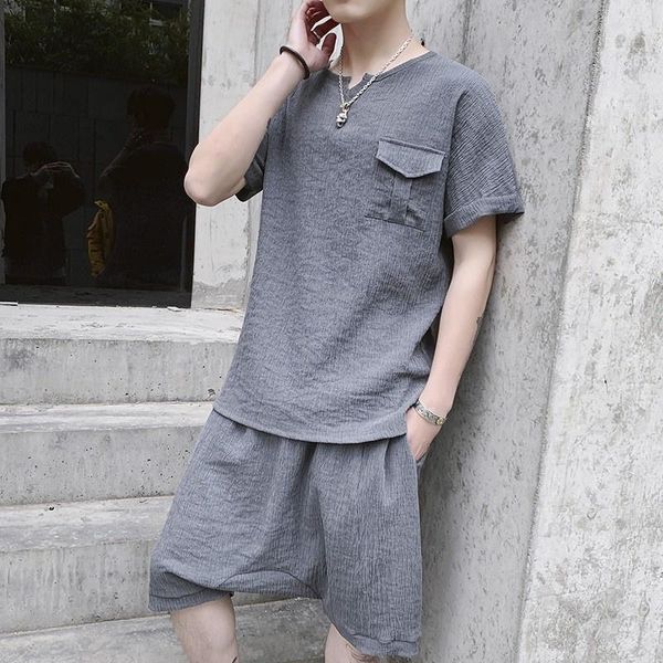 jogging clothing style chinese summer mens loose fit casual two piece outfits short sleeve pullover pockets t-shirts elastic waist cross sho, Black;red
jogging clothing style chinese summer mens loose fit casual two piece outfits short sleeve pullover pockets t-shirts elastic waist cross sho, Black;red