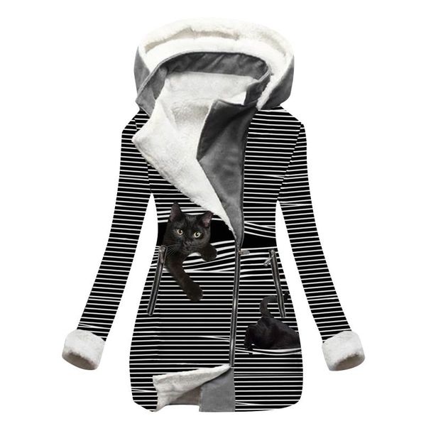 women's jackets women casual striped zip up coat cats prints plush lined hooded pockets jacket winter clothes 2022 manteau femme hiver, Black;brown
women's jackets women casual striped zip up coat cats prints plush lined hooded pockets jacket winter clothes 2022 manteau femme hiver, Black;brown