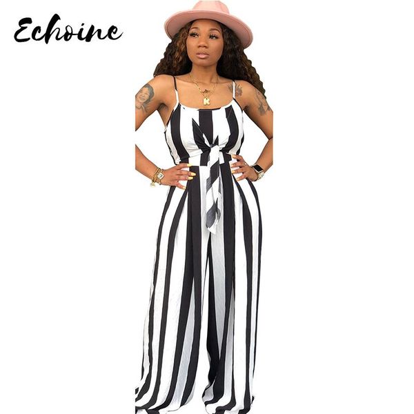women's jumpsuits & rompers echoine casual spaghetti straps striped long wide leg jumpsuit women wrap tied sleeveless backless plus siz, Black;white
women's jumpsuits & rompers echoine casual spaghetti straps striped long wide leg jumpsuit women wrap tied sleeveless backless plus siz, Black;white