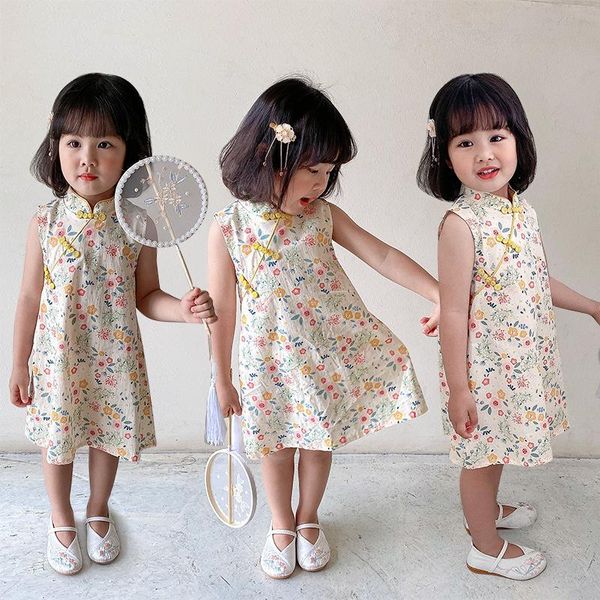 toddler girls chinese style vest dress 2021 summer kids floral sleeveless cheongsam baby girl children clothing girl's dresses, Red;yellow
toddler girls chinese style vest dress 2021 summer kids floral sleeveless cheongsam baby girl children clothing girl's dresses, Red;yellow