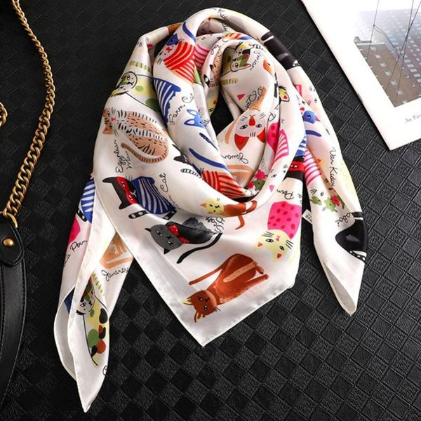 scarves winter women silk scarf fashion cat print square head shawls foulard satin hijab 90*90cm, Blue;gray
scarves winter women silk scarf fashion cat print square head shawls foulard satin hijab 90*90cm, Blue;gray