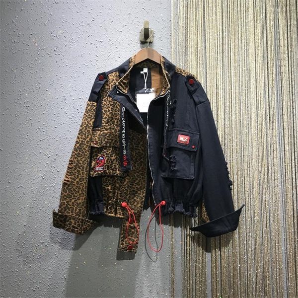 women's jackets fashion leopard print patchwork denim jacket women short coats sequin letter jeans streetwear loose frayed hole jean co, Black;brown
women's jackets fashion leopard print patchwork denim jacket women short coats sequin letter jeans streetwear loose frayed hole jean co, Black;brown