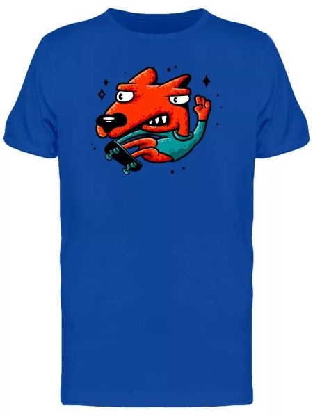 red dog skateboarder sticker men's tee -image by shutterstock, White;black