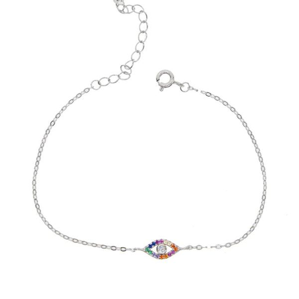 link, chain 2021 colourful lucky evil eye 925 sterling silver bracelet with biling rainbow cz link women girl delicate fashion jewelry, Black
link, chain 2021 colourful lucky evil eye 925 sterling silver bracelet with biling rainbow cz link women girl delicate fashion jewelry, Black