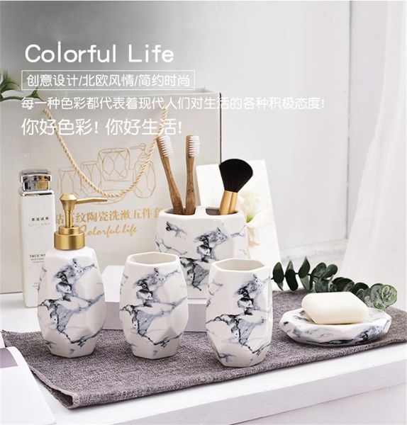 bathroom accessories set 5pcs ceramic organizer marble design lotion bottle toothbrush holder cup soap dish tumbler bath accessory
bathroom accessories set 5pcs ceramic organizer marble design lotion bottle toothbrush holder cup soap dish tumbler bath accessory