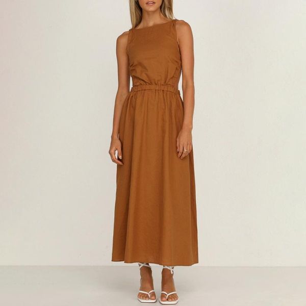 casual dresses backless summer 2021 women's dress solid color a-line for sleeveless clothing woman maxi long sundresses, Black;gray
casual dresses backless summer 2021 women's dress solid color a-line for sleeveless clothing woman maxi long sundresses, Black;gray