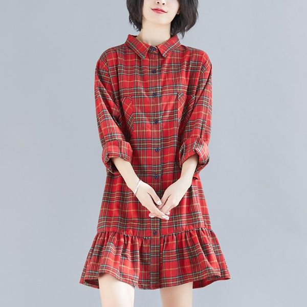 casual dresses dress women plaid 2021 autumn korean style retro large elegant long-sleeve female clothes loose causal ruflles, Black;gray
casual dresses dress women plaid 2021 autumn korean style retro large elegant long-sleeve female clothes loose causal ruflles, Black;gray