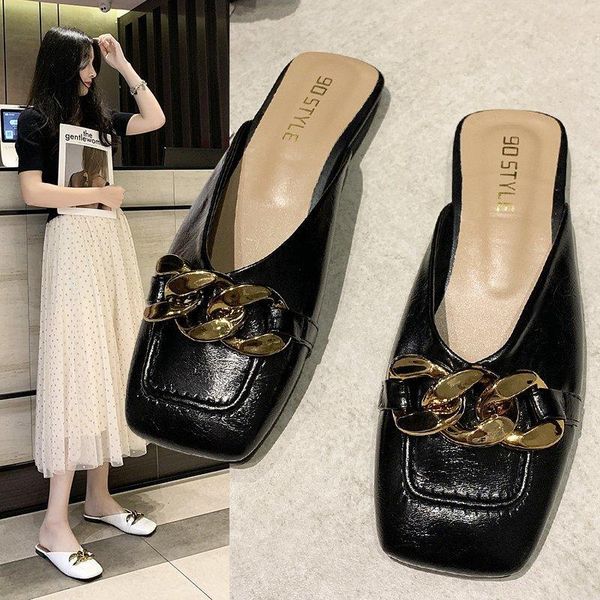 mules shoes fashion women slippers metal chain flat bottom sandals square head low heel all-match outdoor casual beach, Black
mules shoes fashion women slippers metal chain flat bottom sandals square head low heel all-match outdoor casual beach, Black