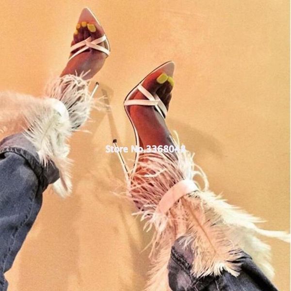 sandals pointed toe feather for women 12 cm thin high heels dance shoes ladies fur t show party 2021 white, Black
sandals pointed toe feather for women 12 cm thin high heels dance shoes ladies fur t show party 2021 white, Black