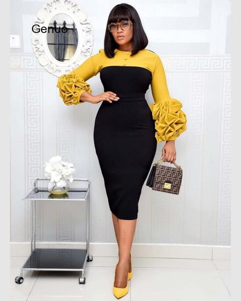 casual dresses 2021 two - color round collar splice midi dress elegant and generous tight office lady fashion, Black;gray
casual dresses 2021 two - color round collar splice midi dress elegant and generous tight office lady fashion, Black;gray
