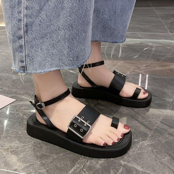women chunky sandals flat leather designers fashion platform sandal buckle strap gladiator beach casual shoes for woman, Black
women chunky sandals flat leather designers fashion platform sandal buckle strap gladiator beach casual shoes for woman, Black