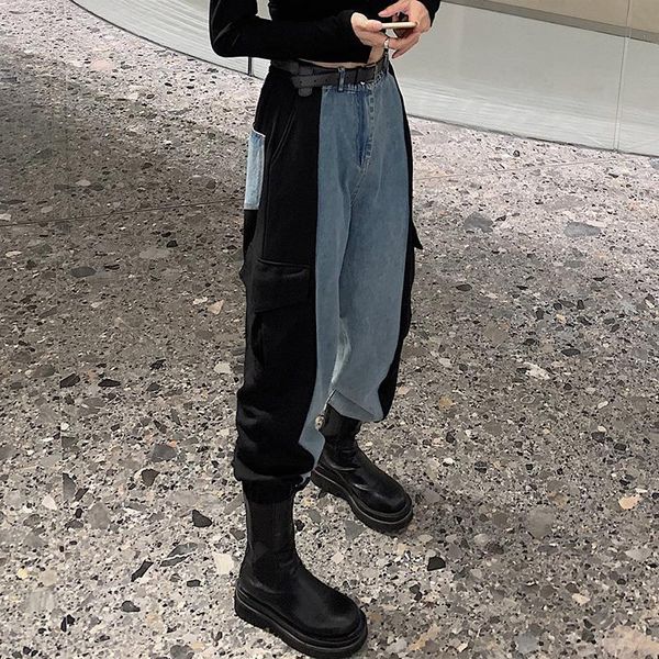 fashion belted patchwork jeans streetwear washed korean style cargo denim pants women autumn high waisted pant women's, Blue
fashion belted patchwork jeans streetwear washed korean style cargo denim pants women autumn high waisted pant women's, Blue